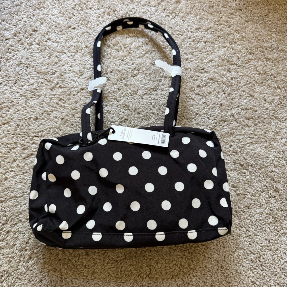 Baggu Regular Nylon Bowler Bag - Black Polka Dot (UO Exclusive)